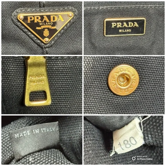 Prada Canapa Large GM Tote – Black Canvas Logo Bag - Picture 3 of 12